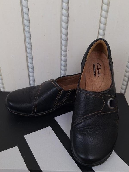 Women Clarks Heels Black Leather 35 #79W6