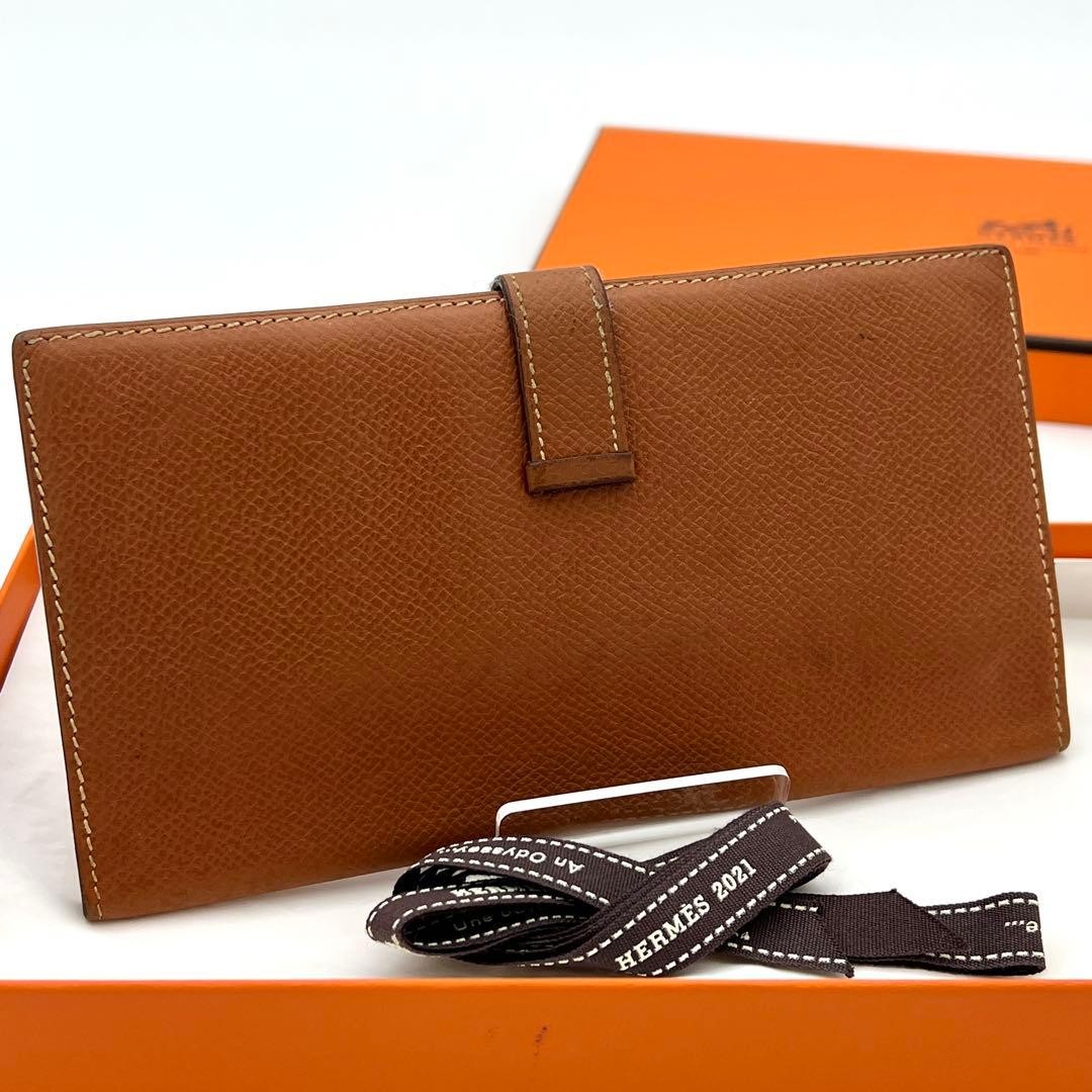 Hermes Bearn Classic Long Wallet Gold Leather Vintage Collector Item thumbnail 2