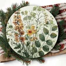 1pc 2D Elegant Watercolor Style Round Plant Artwork 7.8x7.8 Feet(20x 20cm), Meta