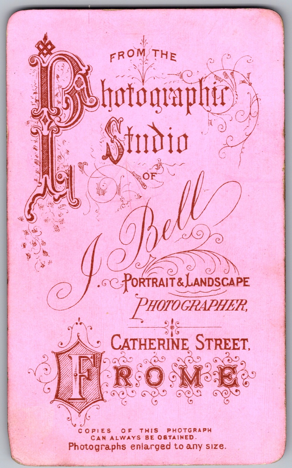 Antique CDV Circa 1870s J. Bell Young Lady in Dress Frome England — additional view