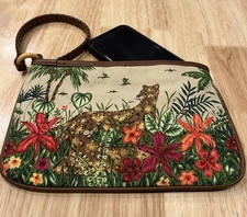 Vintage Tropical Jungle Leopard Small Clutch W Sparkle Details Sm Handbags