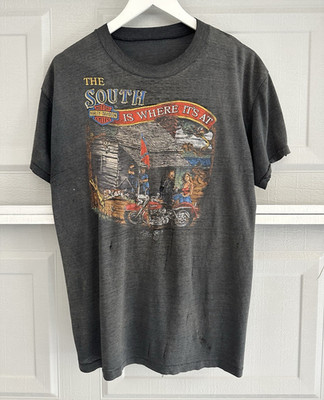 Vintage 3D Emblem Harley Davidson  The South Is Where It s At   T-shirt 