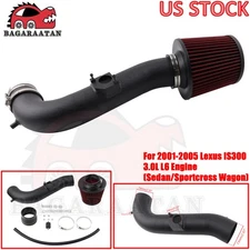 Cold Air Intake Pipe Kit + RED Filter For 01-05 Lexus IS300 3.0L L6 Sedan Wagon