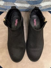 FabKids Girls Black Faux Suede Side Zip Ankle Booties