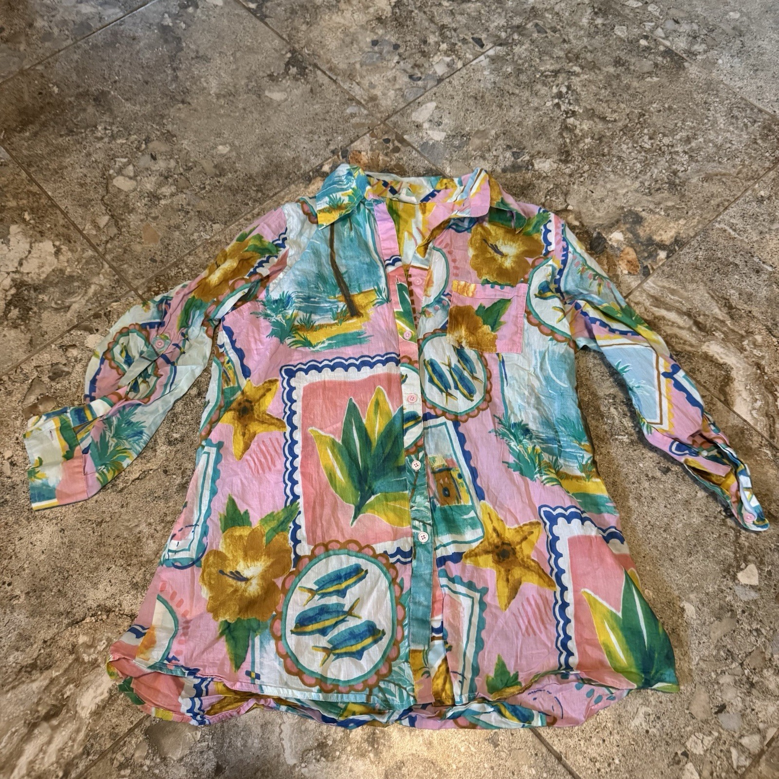 true destinations tropical pattern bright colored… - image 1