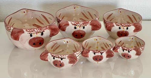 Temptations By Tara Old World Red Nesting PIGS Measuring Cups Bowls Set of 6 - Bild 2 von 10