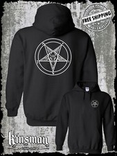 Baphomet Pentagram 2-Sided Hoodie / Satanic Church Evil Rock Metal Occult 666