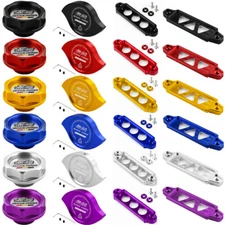 JDM Mugen Power Engine Oil Filler Cap Water Radiator Cap Cover Battery Tie Down 