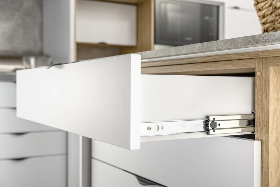 Par de corredores de gaveta resistente rolamento de esferas fechamento macio, empurre para abrir até 100 kg - Imagem 3 de 4