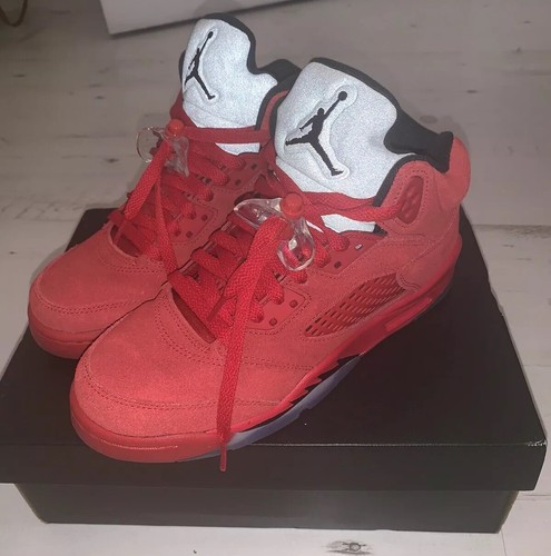 fire red 5s suede