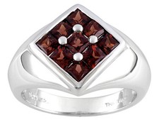 2.25 CTW VERMELHO GARNET SET IN RHOD PL 925 STERLING SILVER  SZ 8  NEW W TAG
