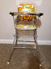 Vintage 1960's-1970's Original Cosco-type Folding High Chair - Retro Floral 
