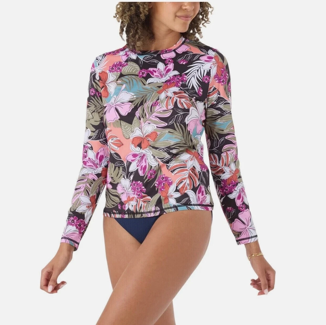 Roxy Womens Lightweight Long Sleeve UPF 50 Sun Protection Shirt Sz M QUICK SHIP