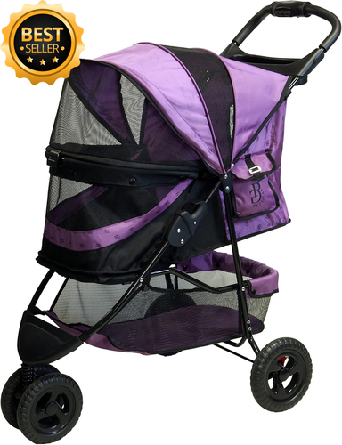 No-Zip 3-Wheel Pet Stroller for Cats/Dogs, Zipperless Entry, Easy Fold, Cup - Picture 12 of 12