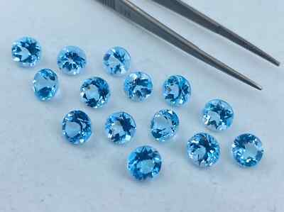 Swiss Blue Topaz Faceted Round Shape Loose Gemstones