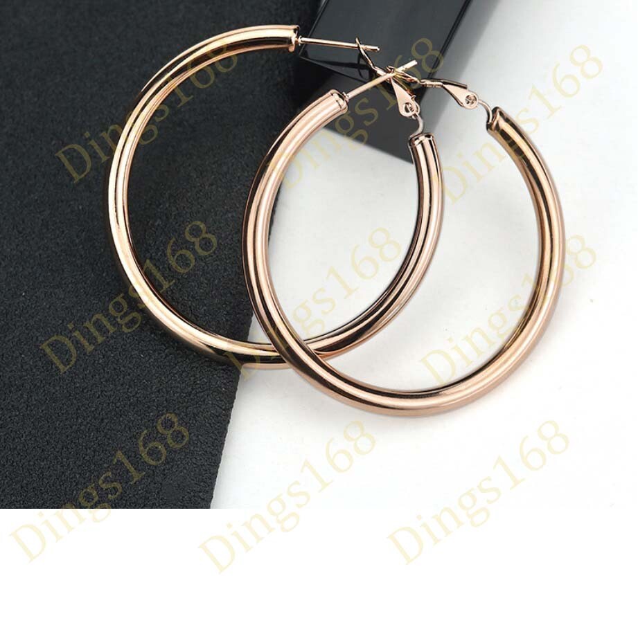 18K Rose Gold Filled 5mm 40mm Tarnish-Resistant Tube Hoop Earrings
