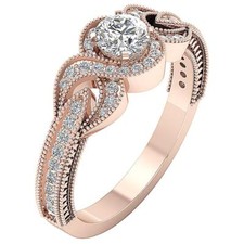 Solitaire Engagement Ring VS F 1.00 Carat Lab Grown Round Diamond 14K Rose Gold