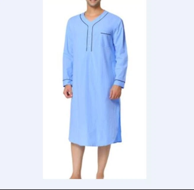 Bata musulmana árabe para hombre Medio Oriente islámico caftán cuello en V vestidos de dormir 4864 Foto 4 de 4