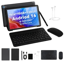 Urao 10.1 inch Android 14 Tablets HD Touchscreen Octa-Core 16+128GB Dual Camera