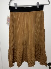 NWT LuLaRoe Size Large Jill Dual Pleated Skirt Brown Gold See Images Rare
