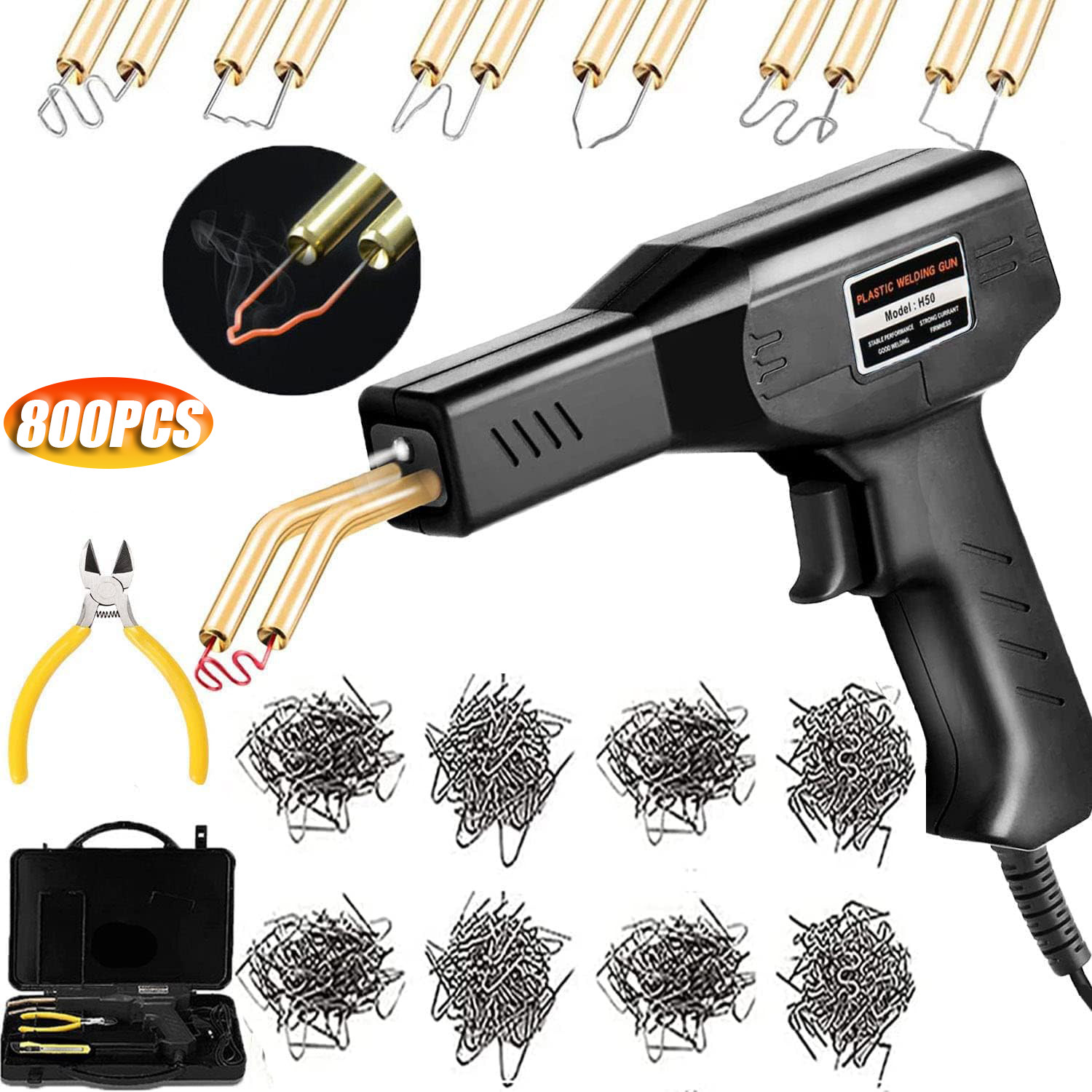 Hot Plastic Welder Heat Gun 800 Staplers Welding Machine Car Bumper Repair Kit