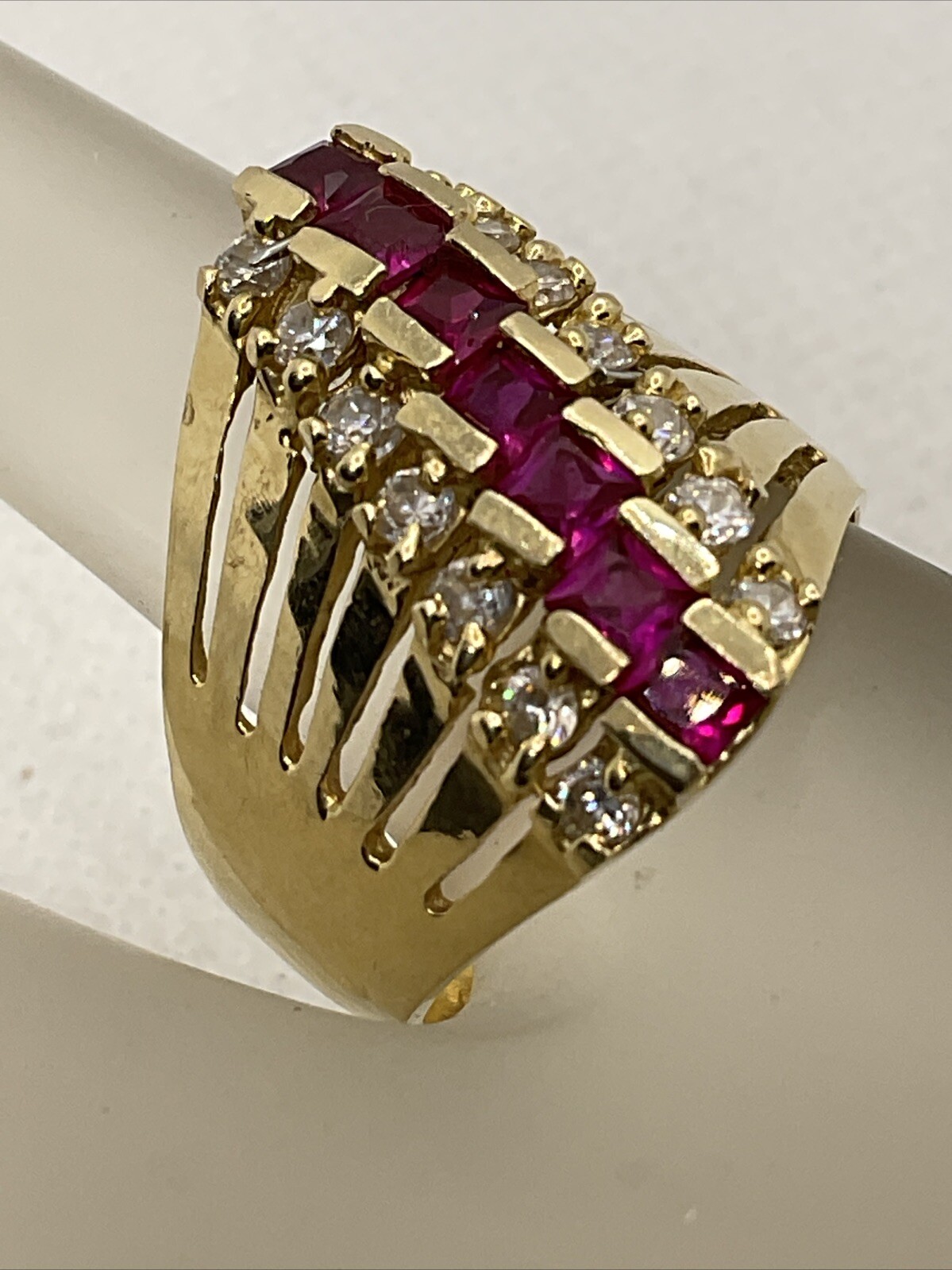 IMPRESSIVE Solid 14K Yellow Gold Princess Cut Cre… - image 11