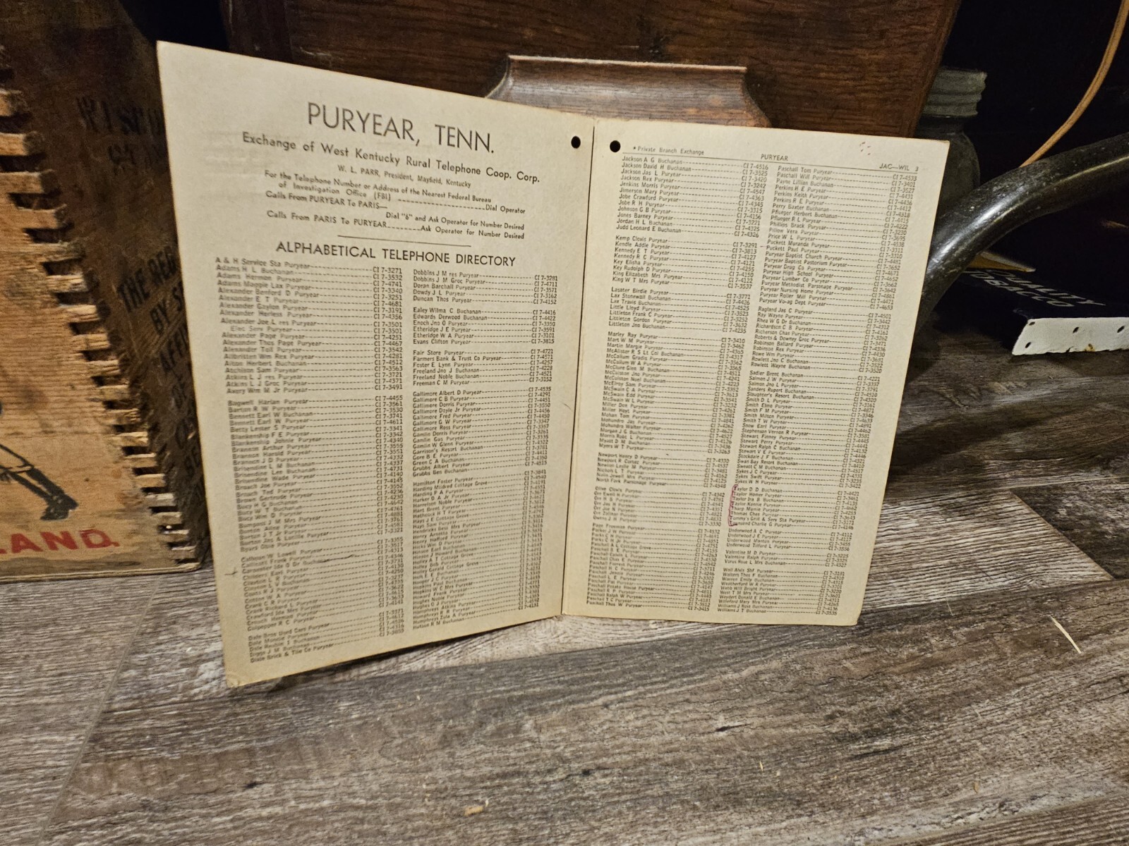 Puryear Paris Hazel Sharon Tennessee Phone Book 1959 eBay