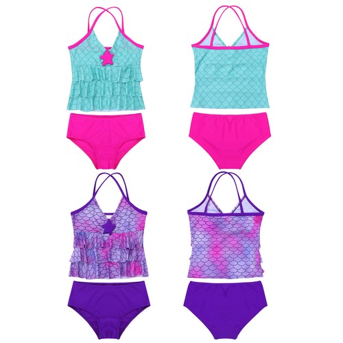 Mädchen Kinder Tankini Bikini Sets Meerjungfrau Kostüm Badebekleidung