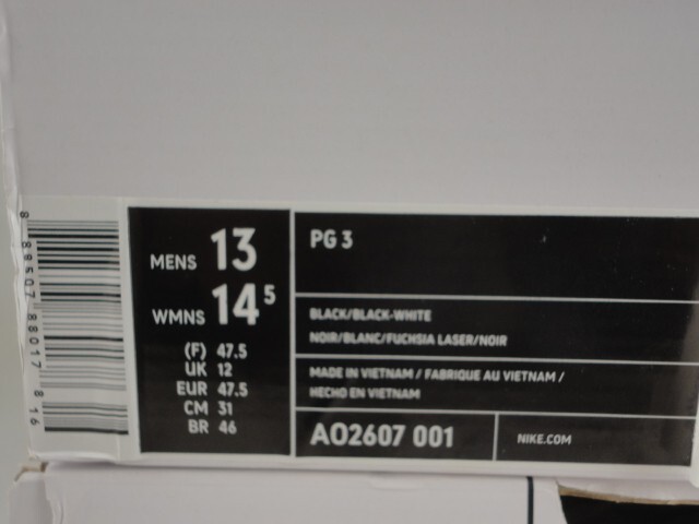 Size 13 - Nike PG 3 Black - AO2607-001 for sale online | eBay