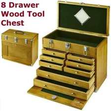 8 DRAWER HARD WOOD Tool Box Chest Cabinet Storage Mechanic Home Improvement