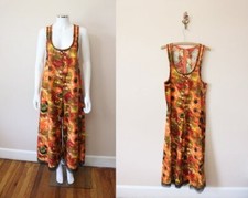Vintage 60s psychedelic cropped wide leg pantsuit jumper lingerie - One Size