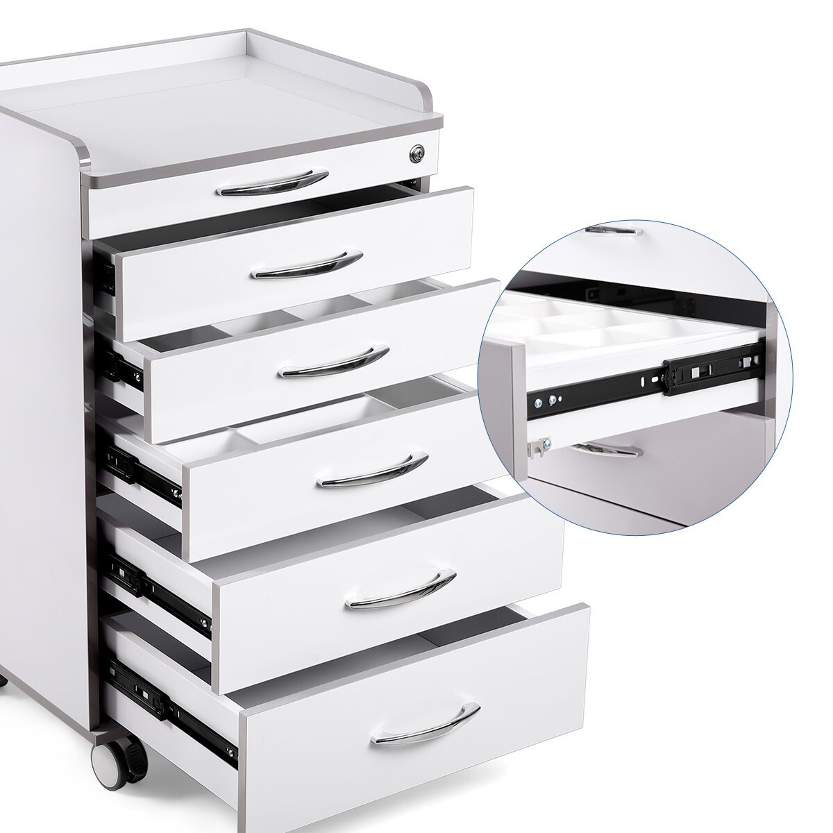 Dental Cart Storage Cabinet 5 Drawers Mobile Utility Cart Medical Cabinet Office