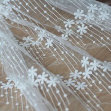 1M Braut Stickereien Blumen Spitze Stoff Tüll Netz Hochzeit Kleid Veil Basteln