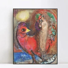 Framed Canvas Giclee Print Art Dream on the Bird by Marc Chagall 24"x32" 