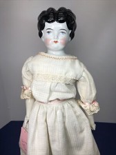 17  Antique Porcelain German Made China Head Doll Replaced Cloth Kid Body Arms A