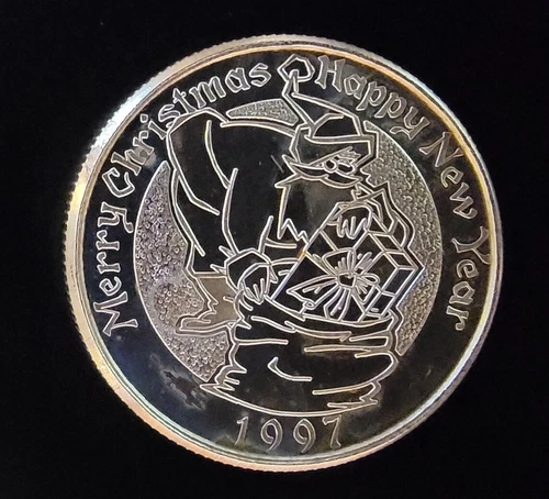 1997 Merry Christmas Happy New Year Vtg Bullion-999 Silver 1 Oz Ounce Round Coin