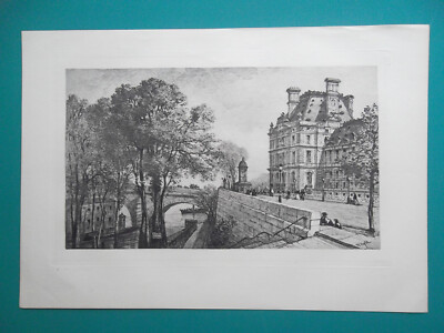 PARIS Louvre Pavillon de Flore France - 1883 Antique Print after W. Wyld