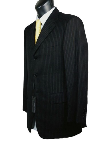 Abito uomo BASILE Tessuto Super 150's Tg. 48 Lana Grigio Gessato Elegante - Imagen 3 de 8