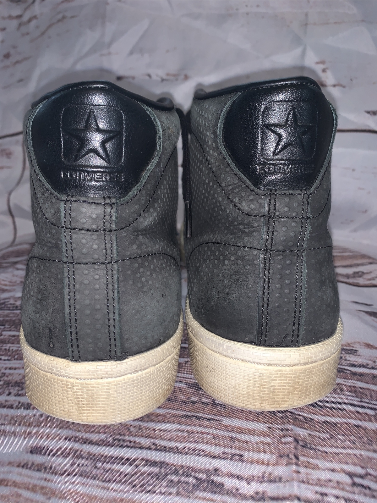 Converse Pro Leather 76 Black Egret Sneakers Mid M8 W9.5 image 4