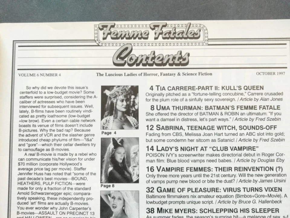 FEMME FATALES Magazine Oct. 1997 Club Vampire, Austin Powers, Uma Thruman Foto 4 de 4