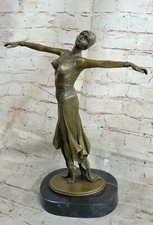 Bronze Modern Vintage Art Deco Sculpture DH Chiparus Female Dancer Metal Figure