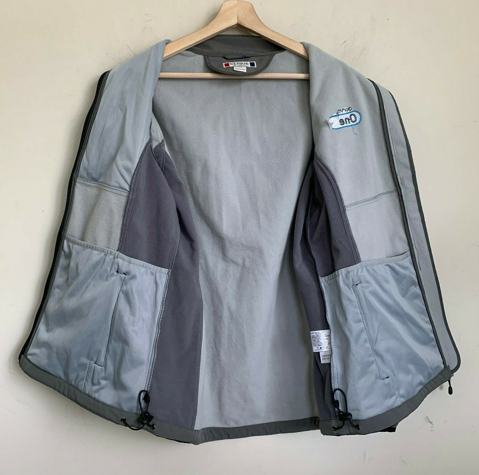 Clique Softshell Jacket Gray Black Stand Collar Z… - image 3