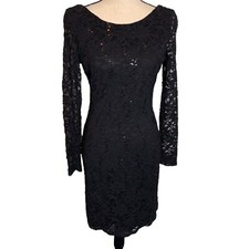 Jump Apparel Dress Womens Large Black Lace Little Black Dress Low Back