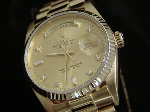 Mens Rolex 18k Yellow Gold Day Date President Watch FACTORY Diamond Dial 18038 - Picture 4 of 7