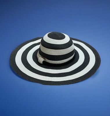 Vince Camuto Cream and Black Sun Hat with Bold Stripes Vince Camuto Women main image 2
