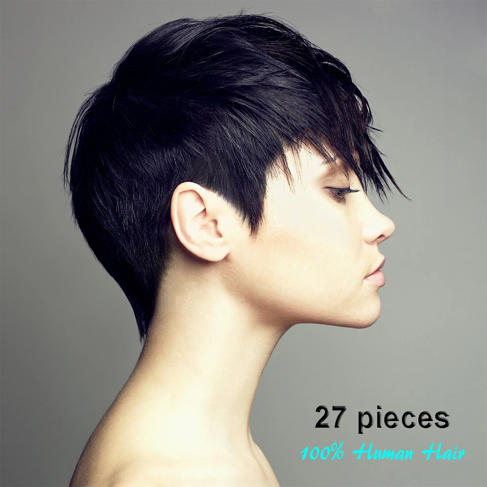 27 Pieces Human Hair Weave Short Extensions Weft- Premium Quality-27 Pcs