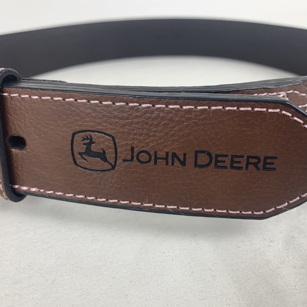 John Deere Camo Jeweled Buckle Country Brown Leather Belt  display picture 3
