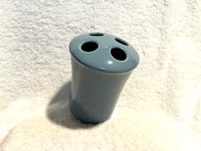 Medium Blue Toothbrush Holder 5" Tall x 3 5/8" W Ceramic W/Plug