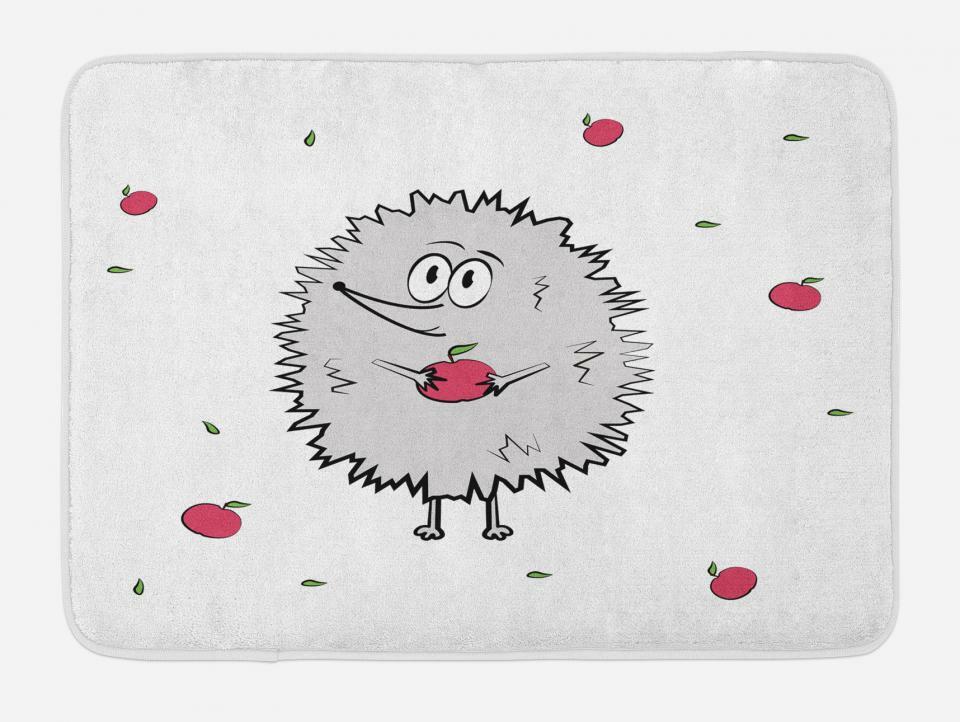 Woodland Hedgehog Bath Mat Bathroom Decor Plush Non-Slip Mat 29.5