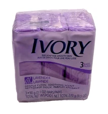 (3 Pack) Ivory Lavender Bar Soap for Smooth Skin/ 3.1 oz per bar